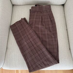 FRANK AND OAK SIZE 0 WOMEN PLAID PANTS BROWN/PINK/PURPLE